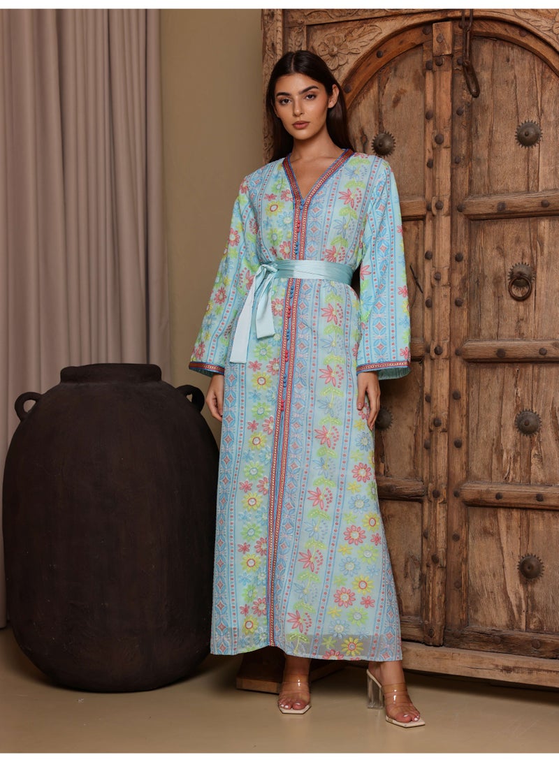 Ikkxa Karam Jalabiya IK1076 Blue - Image 1